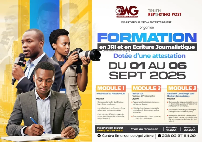 MÉDIA : Une formation en JRI et en Écriture journalistique à Lomé