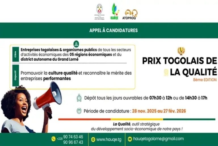 8ème édition du Prix Togolais de la Qualité : appel à candidatures lancé