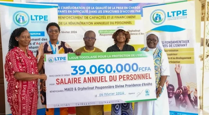 Protection de l’enfance : la LTPE appuie deux structures d’accueil à Aného avec une formation et un soutien financier de 39 millions FCFA