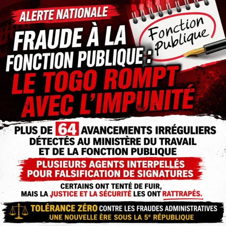Fonction publique au Togo : plus de 50 agents radiés